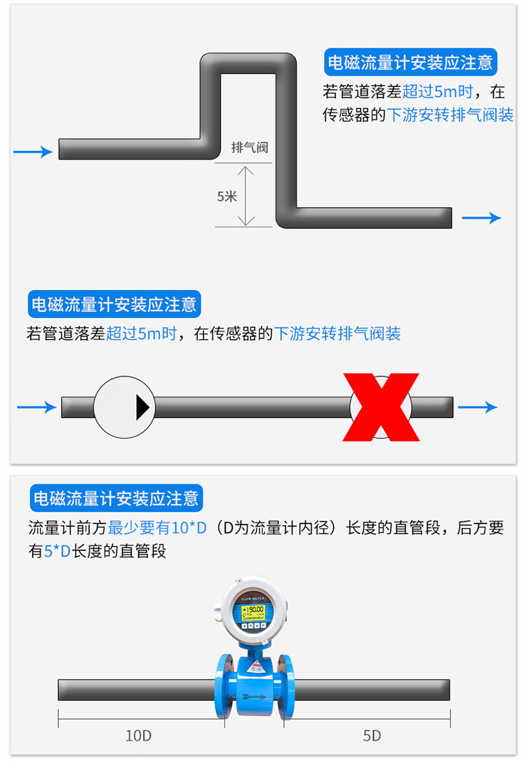 電池供電型電磁流量計安裝注意事項